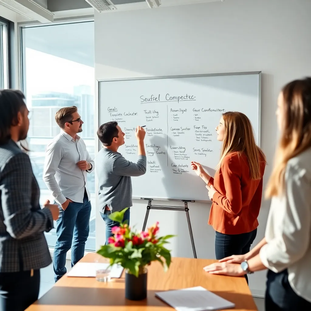 Groep Nederlandse professionals in brainstormsessie over doelen
