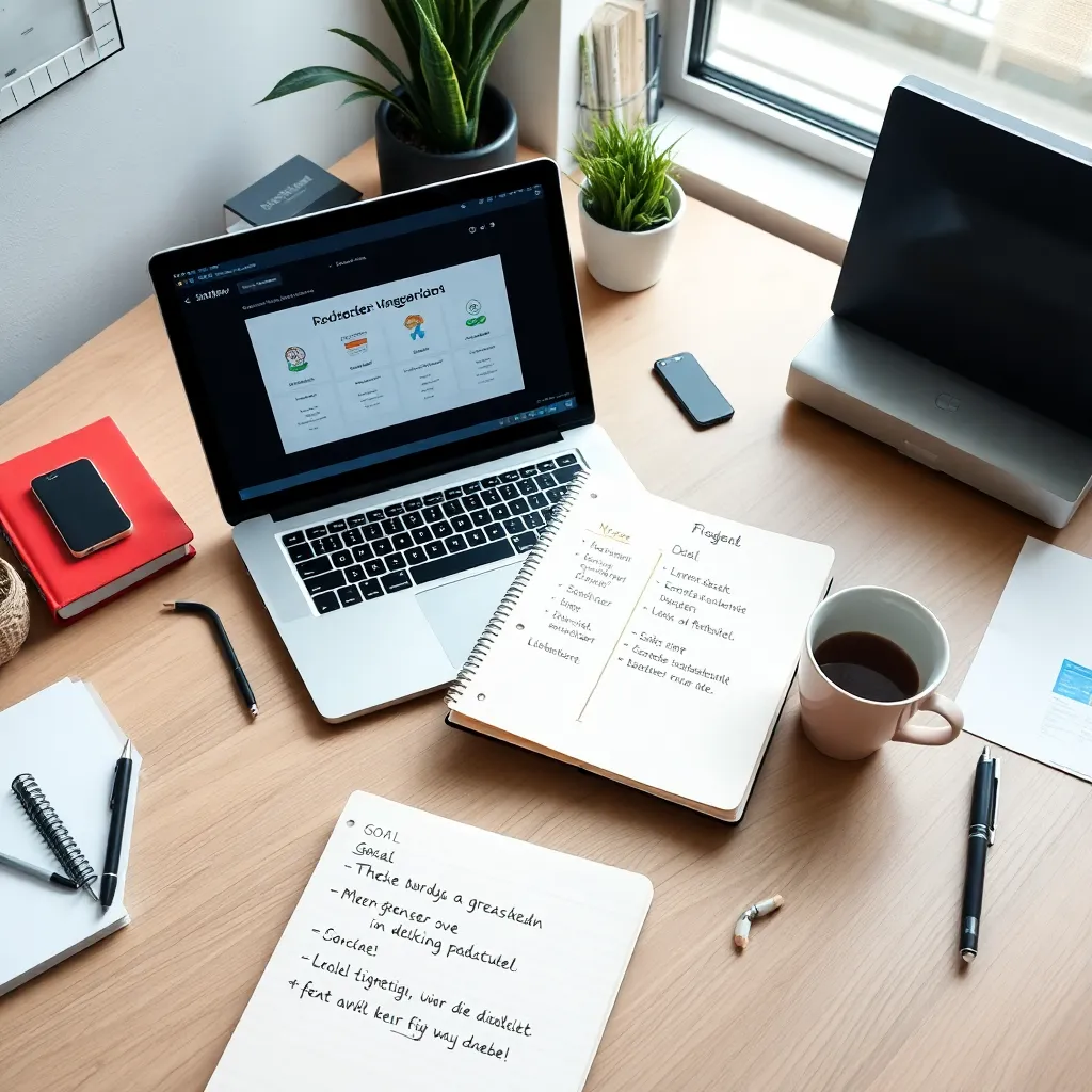 Professionele planning op laptop met productiviteitstools